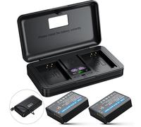 LP-E10 Lot de 2 batteries 1600 mAh avec double chargeur USB pour Canon LP E10, Canon EOS Rebel T7 T6 T5 T3 T100, Kiss X50 X70 X80 X90, EOS 1100D 1200D 1300D 1500D 200D 2000D 000000 00000D D 300000 D