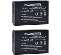 LP-E12 1200mAh Battery Pack of 2 for Canon EOS M50 Mark II, M50, EOS M, M2, M10, M100, M200, Rebel SL1, 100D, Kiss X7, PowerShot SX70 HS