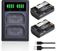 LP-E6 Batterie et LED Double Chargeur, 2 x 2600mAh Batterie pour Canon EOS LP-E6N 5DS R 5D Mark II 5D Mark III 6D 7D 60D 70D 80D Appareil Photo