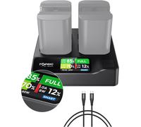 LP-E6 Chargeur de Batterie pour Appareil Photo à 4 canaux, USB-C PD 60 W, écran LCD Full Couleur, Surveillance du Niveau de la Batterie en Temps réel, Design Portable