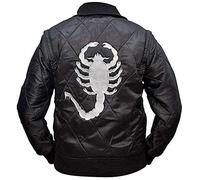 LP-FACON Veste Drive - Ryan Gosling Logo Scorpion en Satin Blanc pour Homme - Veste Scorpion, 3XL