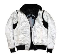 LP-FACON Veste Drive - Ryan Gosling Logo Scorpion en Satin Blanc pour Homme - Veste Scorpion, L