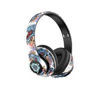 LP Fusion P35 Graffiti Casque de jeu sans fil - LED RVB, son stéréo 3D, micro antibruit, Bluetooth et filaire, pour PC, PS5, PS4, Switch, Mobile Tech (bleu)