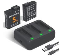 LP Osmo Action 5 Pro Battery Charger Pack, 2-Pack 2100mAh Replacement Batteries for DJI Action 5 Pro 4 3 Camera with Triple Slot USB-C Fast Charger, Compatible with DJI Osmo Action 3/4/5 Pro