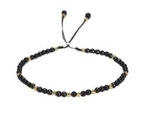 LPACXBYD Bracelet Tresse Corde Bracelet fin multi-facettes tissé à la main, chaîne rouge, bracelets for femme réglables(Black Onyx)