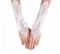 LPACXBYD Gants à Paillettes Lace Embroidery Women’s Gloves Rhinestone Decor Hollow Out Wedding Elegant Sequin Fingerless Mittens