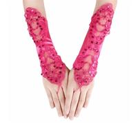 LPACXBYD Gants à Paillettes Lace Embroidery Women’s Gloves Rhinestone Decor Hollow Out Wedding Elegant Sequin Fingerless Mittens