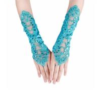 LPACXBYD Gants à Paillettes Lace Embroidery Women’s Gloves Rhinestone Decor Hollow Out Wedding Elegant Sequin Fingerless Mittens