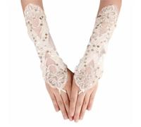 LPACXBYD Gants à Paillettes Lace Embroidery Women’s Gloves Rhinestone Decor Hollow Out Wedding Elegant Sequin Fingerless Mittens