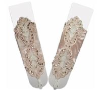 LPACXBYD Gants à Paillettes Sexy Women Satin Sequin Seam Pearl Lace Hook Finger Glove Female Retro Bride Hollowing Out Wedding Dress Fingerless Mitten