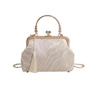 LPACXBYD Sac à main avec chaîne en métal | Sac à bandoulière brodé de grande capacité, serrure à baiser, sac à main ancien