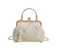 LPACXBYD Sac à main avec chaîne en métal | Sac à bandoulière brodé de grande capacité, serrure à baiser, sac à main ancien