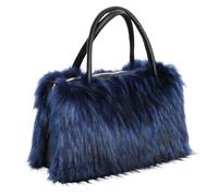 LPACXBYD Sac A Main En Peluche Sac fourre-tout en fausse fourrure for femme, couleur unie, idéal for l'automne et l'hiver, for les voyages(Dark blue)
