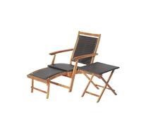 LPACXBYD Transat De Jardin 2-in-1 Sun Lounger, Folding Rattan Adjustable Deck Chair with Retractable Outdoor Wooden Chaise Leisure Armchair(Brown-Wicker Side Table)