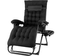 LPACXBYD Transat De Jardin Folding Zero Gravity Lounge Chair Plus Size Deck Chairs Cotton Cushion for Garden Outdoor Patio Sun Lounger Load 160kg(1pc Black)