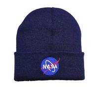 LPAEBGW Bonnet Hommes N.A.S.A, Bonnet à Revers en Tricot Souple, Bonnet de Course pour Automne-Hiver, Tricot(Blue)