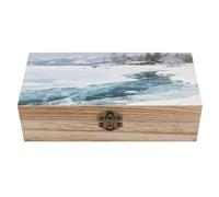 LPAGBCNU Boîte à bijoux en bois fabriquée à la main en hiver - Motif lac Baïkal - Pour ranger des bijoux, des pièces de monnaie, des cartes tartot, des petits trésors