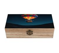 LPAGBCNU Boîte à bijoux en bois - Organisateur de souvenirs - Ciel étoilé - Montgolfière - Fait à la main - Pour ranger des bijoux, des pièces de monnaie, des cartes tartot, des petits trésors