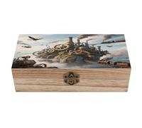 LPAGBCNU Boîte à bijoux en bois - Organisateur de souvenirs - Île mécanique faite à la main - Boîte en bois pour ranger des bijoux, des pièces de monnaie, des cartes tartot, des petits trésors