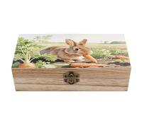 LPAGBCNU Boîte à bijoux en bois - Organisateur de souvenirs - Lapin - Fait à la main - Pour ranger des bijoux, des pièces de monnaie, des cartes tartot, des petits trésors