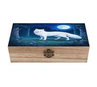 LPAGBCNU Boîte à bijoux en bois - Organisateur de souvenirs - Renard arctique - Boîte en bois faite à la main pour ranger des bijoux, des pièces de monnaie, des cartes tartot, des petits trésors