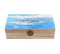 LPAGBCNU Boîte à bijoux en bois - Organisateur de souvenirs - Un groupe de dauphins - Boîte en bois faite à la main pour ranger des bijoux, des pièces de monnaie, des cartes tartot, des petits trésors