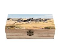 LPAGBCNU Boîte à bijoux en bois - Organisateur de souvenirs - Zèbre de course - Boîte en bois faite à la main pour ranger des bijoux, des pièces de monnaie, des cartes tartot, des petits trésors