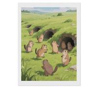 LPAGBCNU Kit de peinture diamant 5D Marmottes à l'extérieur des grottes pour adultes et débutants - Grande peinture diamant ronde à faire soi-même - Peintures murales - Décoration murale