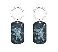 LPAGBCNU Porte-clés double face avec image de l'avion de combat de l'armée de l'air pour homme, mari, épouse, petite amie, petit ami