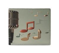 LPAGBCNU Portefeuille pour homme et femme - Portefeuille fin avec microphone et note de musique - Portefeuille à deux volets avec fenêtre pour carte d'identité