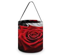 LPAGBCNU Seau à bonbons d'Halloween représentant des roses noires, blanches et rouges, sac fourre-tout avec poignées, paniers à bonbons réutilisables pour Halloween, fournitures de fête, sacs cadeaux
