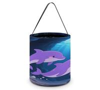LPAGBCNU Seau à bonbons d'Halloween représentant un dauphin violet - Sac fourre-tout avec poignées - Paniers à bonbons réutilisables pour Halloween, fournitures de fête, sacs cadeaux