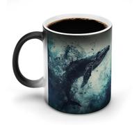 LPAGBCNU Tasse à café de 325 ml avec baleine dans l'eau changeante, tasses à café à changement de chaleur avec poignée, tasse magique sensible à la chaleur pour homme et femme, tasse amusante en