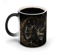 LPAGBCNU Tasse à café de 325 ml, deux verres de champagne à changement de couleur, tasses à café à changement de chaleur avec poignée, tasse magique sensible à la chaleur pour homme et femme, tasse