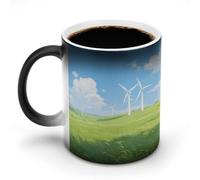 LPAGBCNU Tasse à café de 325 ml, motif moulins à vent d'été à changement de couleur, tasses à café à changement de chaleur avec poignée, tasse magique sensible à la chaleur pour homme et femme, tasse