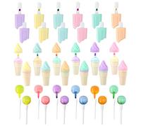 LPAMABA 36 Pcs Mini Surligneurs Mignons, Petit Feutre Couleur Pastel en Forme de Glaces/Sucettes/Cornets, Marqueurs Fluorescents Colorés, Crayon Feutre Enfant, pour Peinture École Cadeau Anniversaire