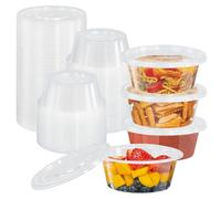 LPAMABA 50 Pcs Pot Sauce à Emporter 200ml, Récipient Sauces Plastique avec Couvercle, Contenant Sauce Salade Transparent, Boîte Conservation Sauces Anti-fuite, pour Soupes Crèmes Snacks Condiments