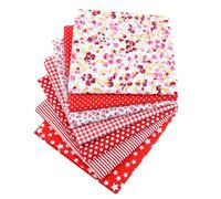 LPAMABA 7 PCS Tissus Coton Couture 50 * 75cm Tissu en Coton Imprimé Tissu Patchwork Tissus Coton pour Couture Tissus à Coudre Tissu en Coton pour Couture pour Bricolage Sacs Vêtements Nappes,Rouge