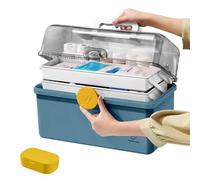 LPAMABA Boîte à Pharmacie à 3 Niveaux Boîte de Rangement Portable Boîte de Premiers Secours Boîte à Médicaments Grande Armoire à Pharmacie avec poignée de Transport pour médecine Domestique, Bleu