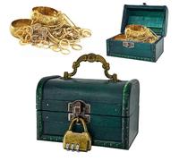 LPAMABA Coffres au Trésor Vintage en Bois - Coffre au Trésor de Pirate avec Cadenas - Petit Coffre de Rangement en Bois pour Stockage et Décoration, 11.5x8x8cm