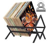 LPAMABA Support de Rangement pour Disques Vinyles Présentoir d’exposition et de rangement Peut contenir jusqu 80 à 100 LP Étagère en métal Support d'album Porte Journaux Magazines Livres en Métal