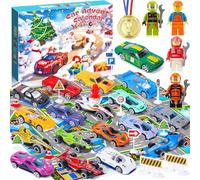 LPAOIS Calendrier de l'Avent 2025, 36 Pièces avec 18Voitures,12 Panneaux de Signalisation,4 Mignon petit piéton,1Médaille ，1 Tapis de Ville,Calendriers de l'avent,Jouet Enfant Cadeau pour 1-6 Ans