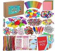 LPAOIS Kit Bricolage 1600+ Activites Manuelles pour Enfants, Pipe Cleaners Crafts Set, Fournitures Éducatives, Loisirs Créatifs pour Enfants, Pompons, Yeux Gluants, Plumes
