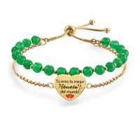 LParkin Doble Cuenta Pulsera Abuela Acero Inoxidable, Regalo Original para Abuela, Obsequios Abuela Personalizados Cumpleaños, 17+5cm, Acier inoxydable