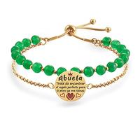 LParkin Doble Cuenta Pulsera Abuela Acero Inoxidable, Regalo Original para Abuela, Obsequios Abuela Personalizados Cumpleaños, 17+5cm, Acier inoxydable