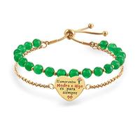 LParkin Doble Cuenta Pulsera Mama Acero Inoxidable Réglable Regalo Mama Original Regalo Cumpleaños Mujer Regalo del día de la Madre, 17+5cm, Acier inoxydable