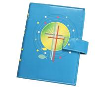 LParkin Gotteslob Étui de prière, avec croix poisson, en cuir synthétique, cadeau de communion, 18 x 14 cm, bleu, 18 x 14 cm