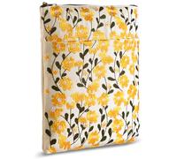 LParkin Housse de livre avec fermeture éclair Motif fleurs marguerite Broderie Housse de protection pour lecteurs Cadeau pour amoureux des livres Tissu lavable Jaune 28x22cm
