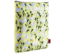 LParkin Housse de livre brodée de fleurs de marguerites avec fermeture éclair pour lecteurs, housse de protection cadeau pour les amateurs de livres, tissu lavable 28 x 21,6 cm, blanc