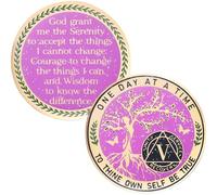 LParkin Pièce de sobriété de 5 ans, pièce de sobriété arbre de vie, pièce AA inspirante, cadeau de sobriété pour femme, jeton d'anniversaire de sobriété, médaillon des alcooliques anonymes